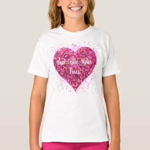 Camiseta Purpurina rosa brillante mejor corazón hermanita p