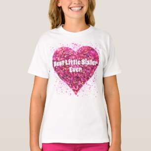 Camiseta Purpurina rosa brillante mejor corazón hermanita p