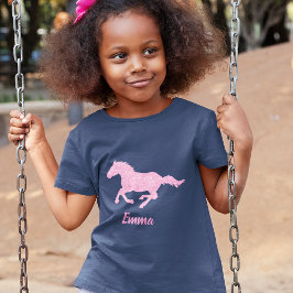 Camiseta Purpurina Rosa Caballo Niña Pequeña Nombre Animal