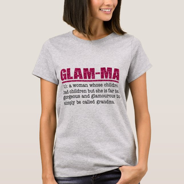 Camiseta Purpurina Rosa Caliente Faux Glam-Mamáes (Anverso)