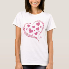 Camiseta Purpurina rosa Corazón romántico Feliz Día de San