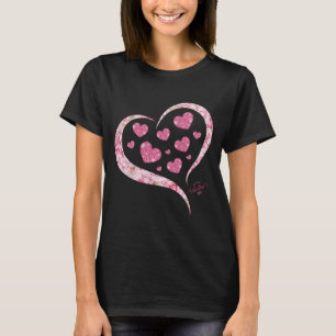 Camiseta Purpurina rosa Corazón romántico Feliz Día de San 