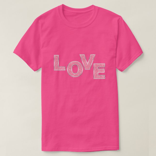 Camiseta Purpurina Rosa de Amor (Diseño del anverso)