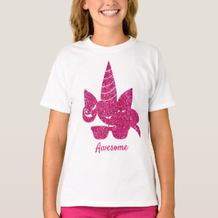 Camiseta Purpurina rosa de unicornio cute a los niños