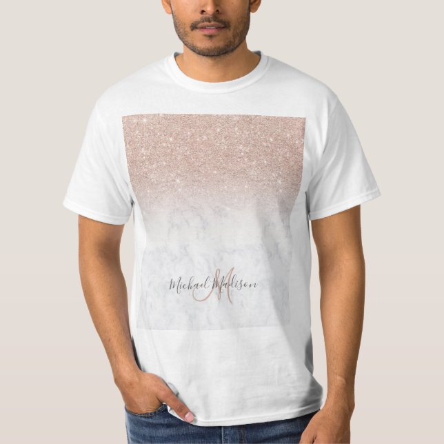 Camiseta Purpurina rosa dorado rosa mármol blanco Personali (Anverso)