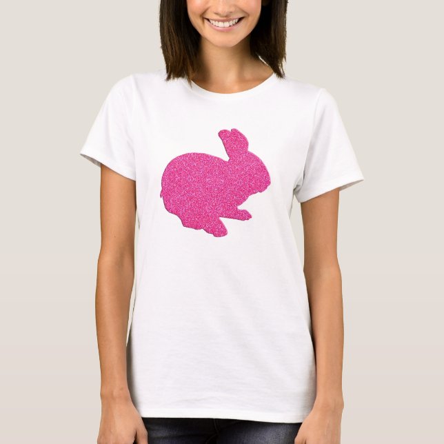 Camiseta Purpurina rosa Silhouette Easter Bunny Shirt (Anverso)