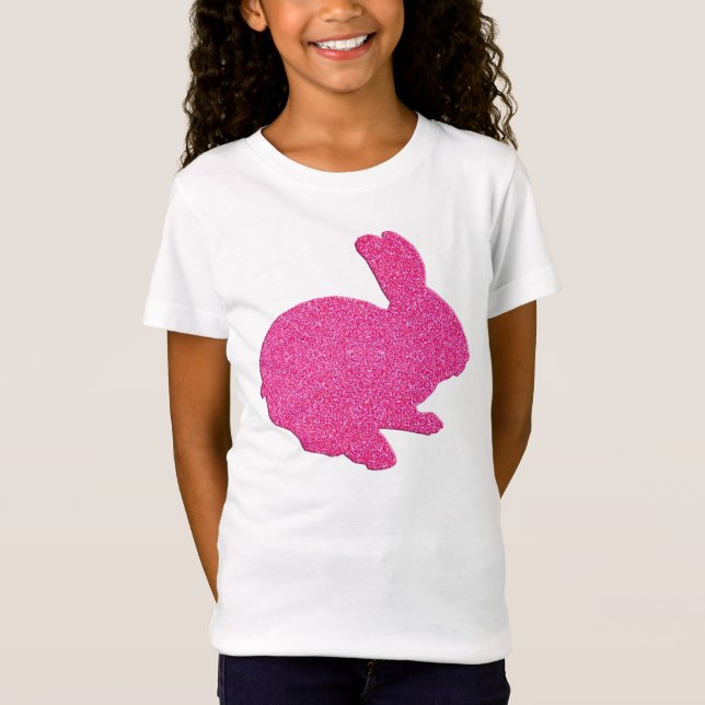 Camiseta Purpurina rosa Silhouette Easter Bunny Shirt (Anverso)
