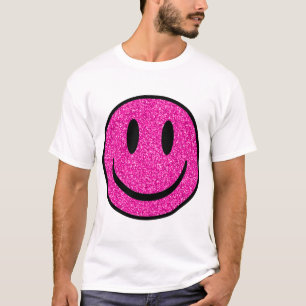 Camiseta Purpurina rosa sonríe cara