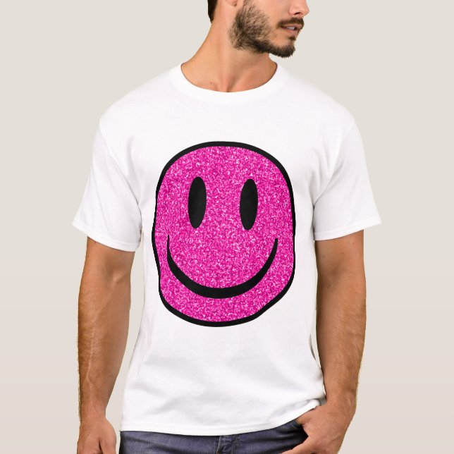 Camiseta Purpurina rosa sonríe cara (Anverso)