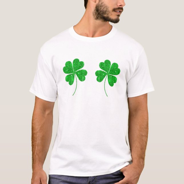 Camiseta Purpurina Shamrock Bikini Divertido Adulto St Patr (Anverso)