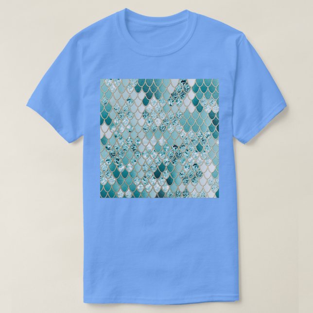 Camiseta Purpurina Sirena Escala 3 Purpurinas Faux brillant (Diseño del anverso)