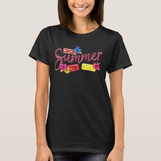 Camiseta Purpurina Summer Ice Pops & Hibiscus Design