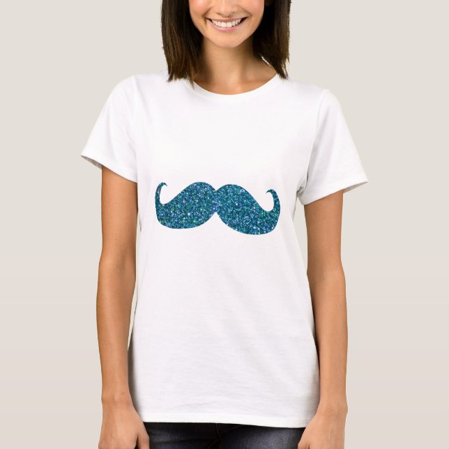 Camiseta Purpurina Turquesa Mustache (Anverso)