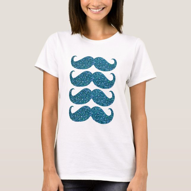 Camiseta Purpurina Turquesa Mustache #2 (Anverso)