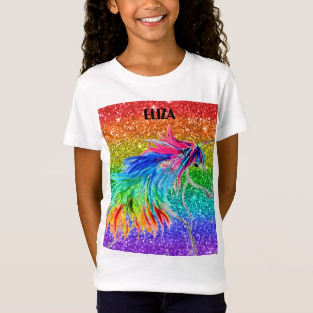Camiseta Purpurina Unicornio Chicas del boho Rainbow Cute (Anverso)