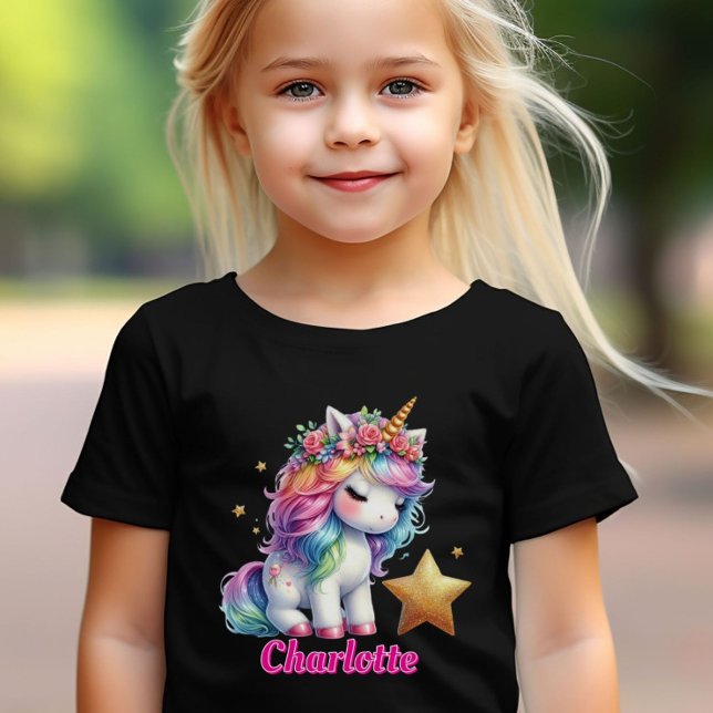 Camiseta Purpurina unicornio estrella mágica niños negros (Subido por el creador)
