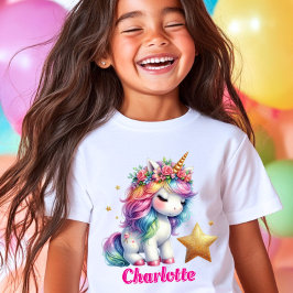 Camiseta Purpurina unicornio mágico estrella de niños