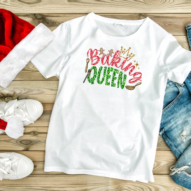 Camiseta Purpurina Verde Baking Queen Bling Personalizado (Subido por el creador)