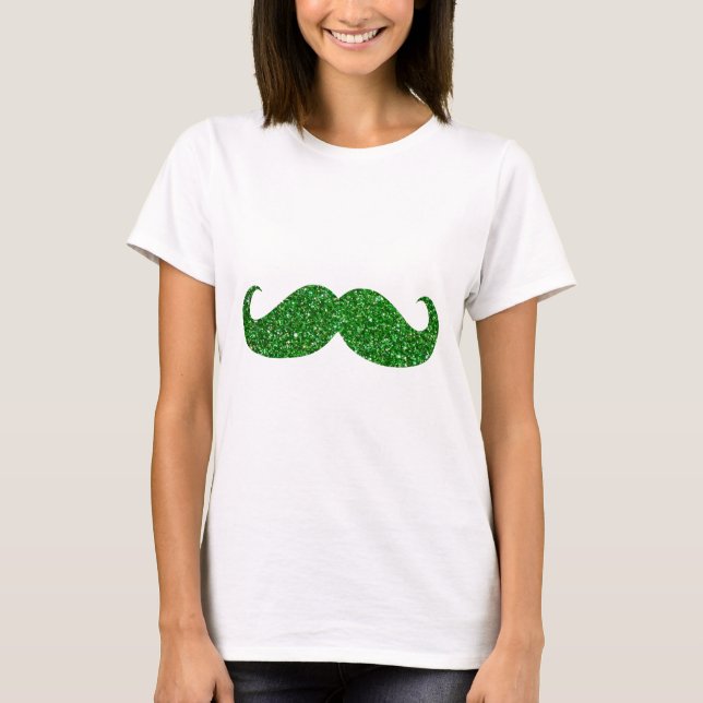 Camiseta Purpurina Verde Mustache (Anverso)