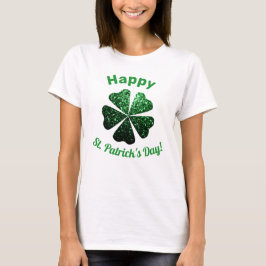 Camiseta Purpurina verde oscuro chispea Shamrock St Patrick