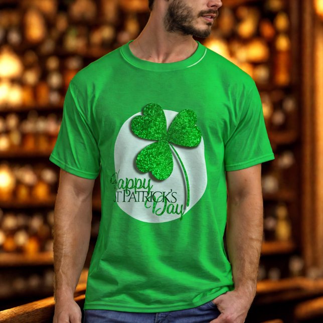 Camiseta Purpurina verde Shamrock feliz Día de San Patricio (Subido por el creador)