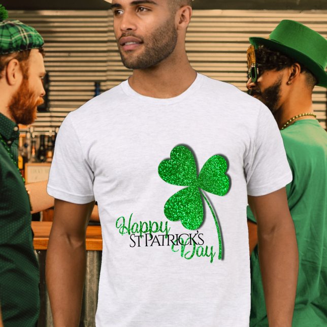 Camiseta Purpurina verde Shamrock feliz Día de San Patricio (Subido por el creador)