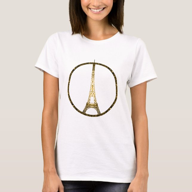 Camiseta Purpurinas de oro de la Torre Eiffel (Anverso)
