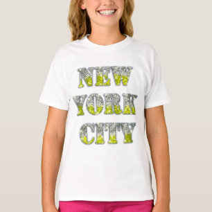 Camiseta Purpurinas de Oro Plateado de Nueva York