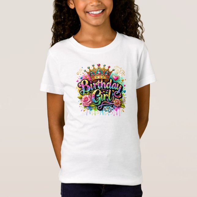 Camiseta Purpurinoso de la Chica de cumpleaños Glam Tipogra (Anverso)
