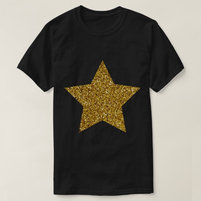 Camiseta Purpurinoso de la estrella dorada brillante (Diseño del anverso)