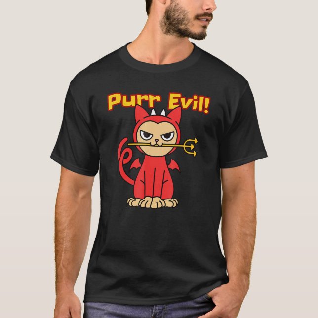 Camiseta Purr Evil I Love Cats  & Cute Devil Cat (Anverso)
