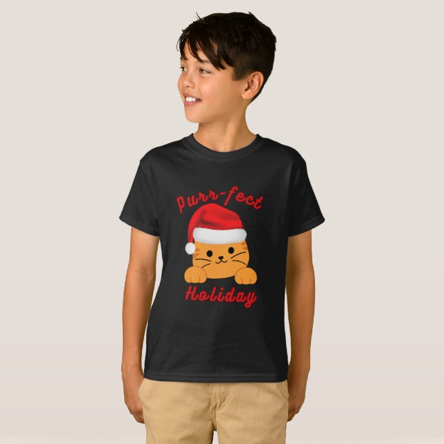 Camiseta Purr‑fect Holiday Cat Christmas Shirt (Anverso completo)