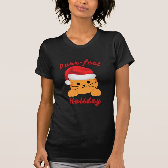 Camiseta Purr‑fect Holiday Cat Lover Women Christmas Shirt (Anverso)