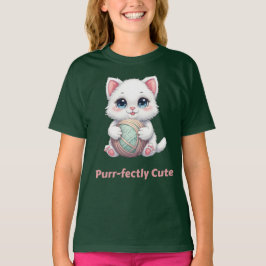 Camiseta Purr‑fectly Cute Kawaii Cat With Yarn