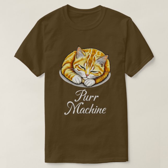 Camiseta Purr Machine, un gato de jengibre largo (Diseño del anverso)