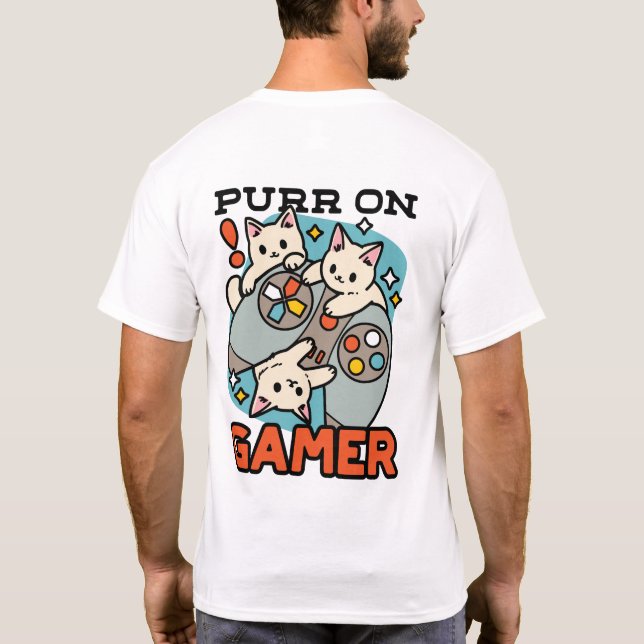 Camiseta Purr on Gamer - Diseño de juegos para gatos (Reverso)