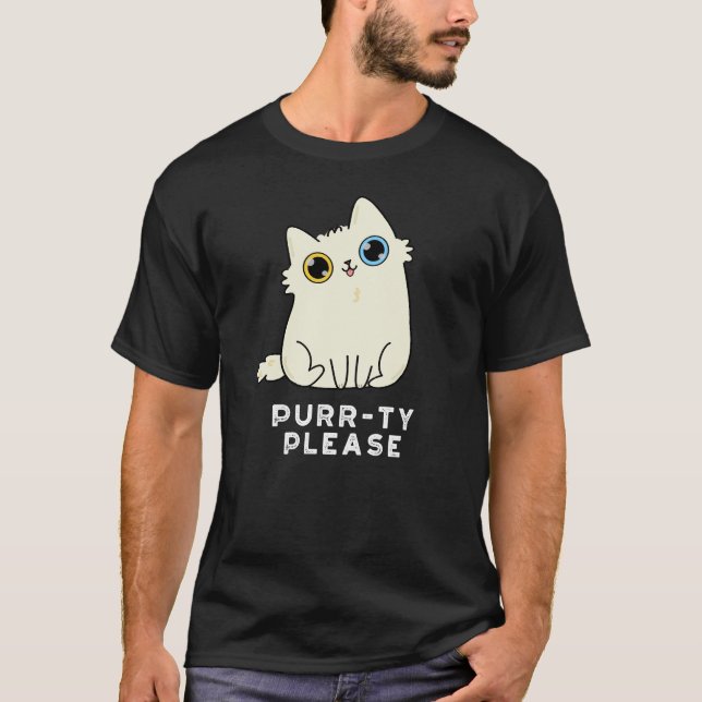 Camiseta Purr-ty Please Funny Kitty Cat Pun Dark BG (Anverso)