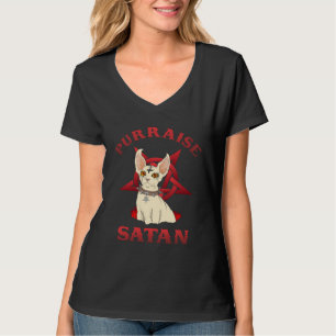 Camiseta Purraise Satan Pentagrama Black Metal Gato Esfinge