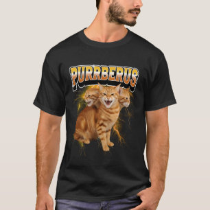 Camiseta Purrberus Gato Naranja de 3 Cabezas Custodiando El