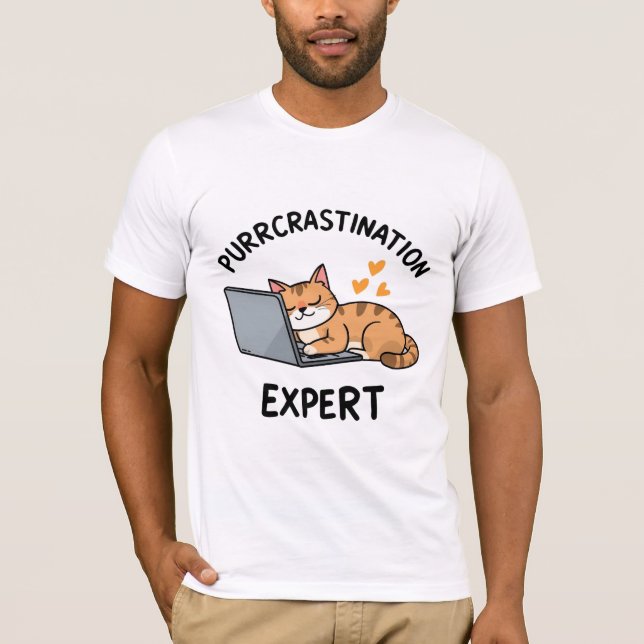 Camiseta Purrcrastination Expert Cat Art (Anverso)