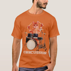 Camiseta Purrcussion Funny Cat Drummer On Drum Set Percuece