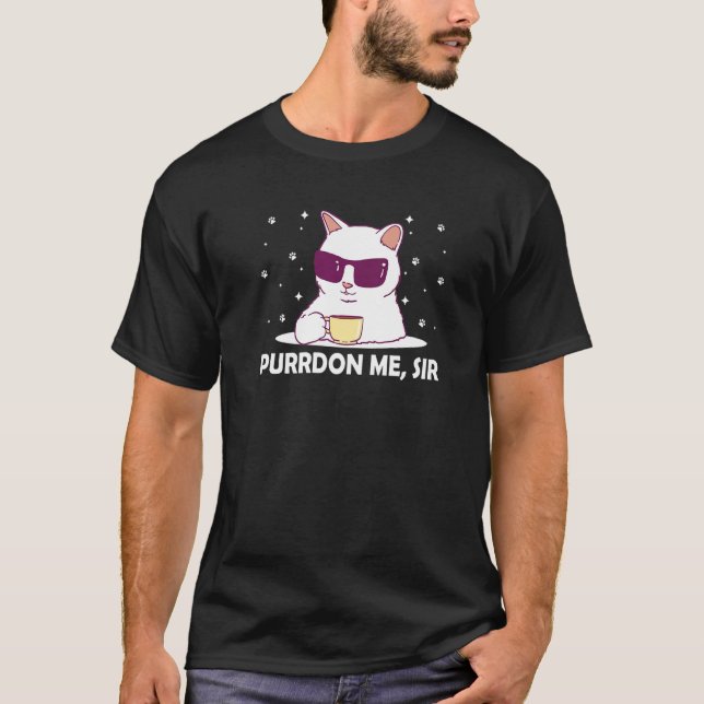 Camiseta Purrdon Me Sir Cat Lover Funny Kitten Humor Cowork (Anverso)