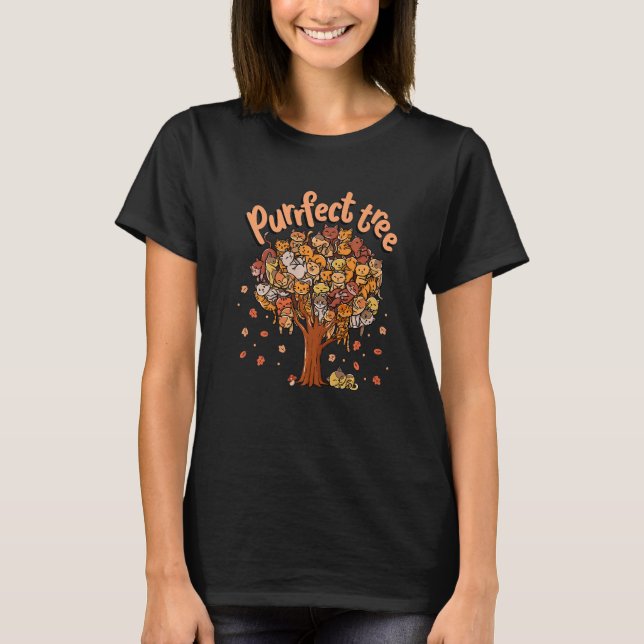Camiseta Purrfect Tree Kittens Familia De Gatos Fall Season (Anverso)