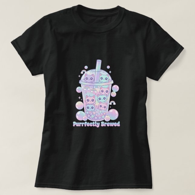 Camiseta Purrfectly Brewed (Diseño del anverso)