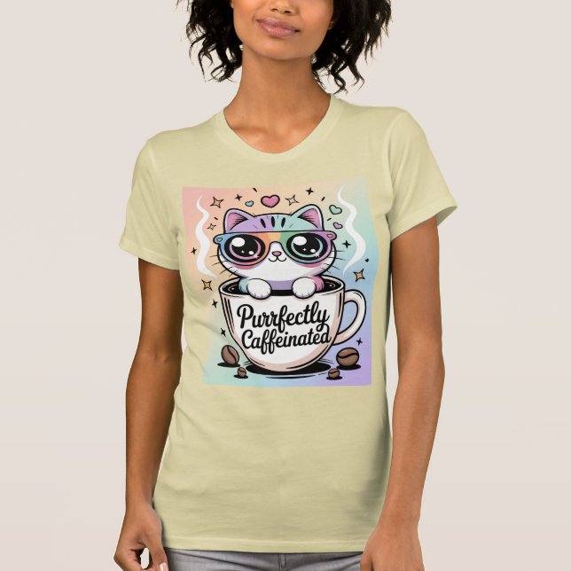 Camiseta Purrfectly Caffeinated  (Anverso)