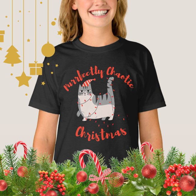 Camiseta Purrfectly Chaotic Christmas Funny Holiday Cat  (Subido por el creador)