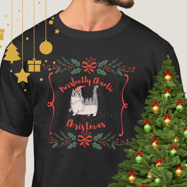 Camiseta Purrfectly Chaotic Christmas Funny Holiday Cat  (Subido por el creador)