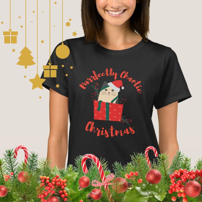 Camiseta Purrfectly Chaotic Christmas Funny Holiday Cat  (Subido por el creador)