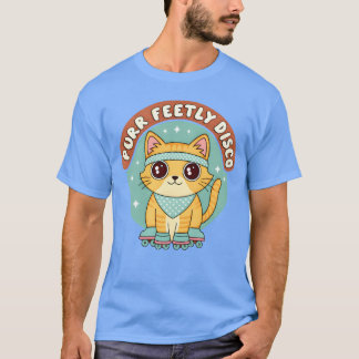 Camiseta Purrfectly Disco Cat Roller Skates Retro 70s frien