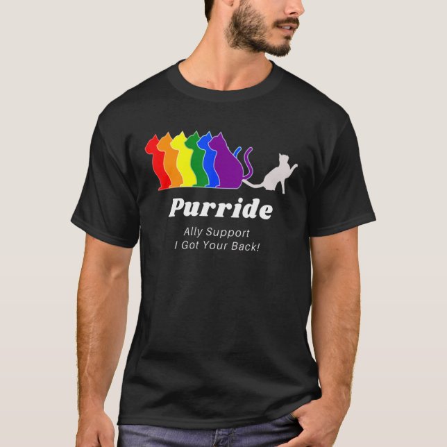 Camiseta Purride Ally Support Animal Cat Lgbt Support (Anverso)